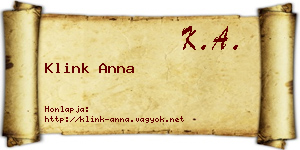 Klink Anna névjegykártya